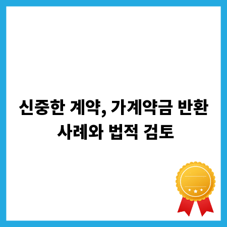 신중한 계약, 가계약금 반환 사례와 법적 검토
