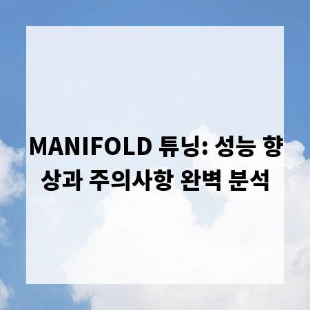 MANIFOLD 튜닝: 성능 향상과 주의사항 완벽 분석