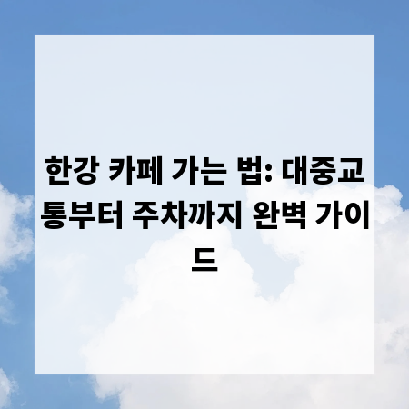 한강 카페 가는 법: 대중교통부터 주차까지 완벽 가이드