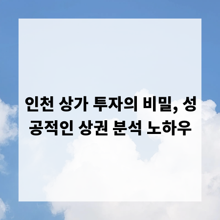 인천 상가 투자의 비밀, 성공적인 상권 분석 노하우
