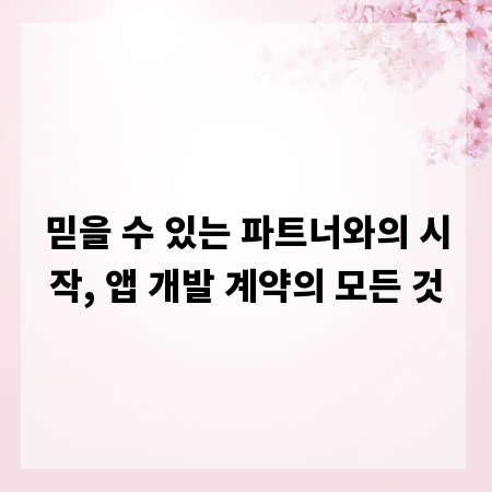 믿을 수 있는 파트너와의 시작, 앱 개발 계약의 모든 것