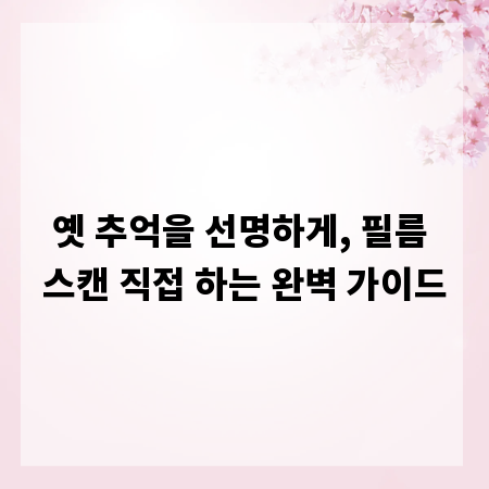 옛 추억을 선명하게, 필름 스캔 직접 하는 완벽 가이드