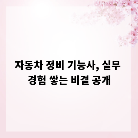 자동차 정비 기능사, 실무 경험 쌓는 비결 공개