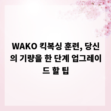 WAKO 킥복싱 훈련, 당신의 기량을 한 단계 업그레이드 할 팁