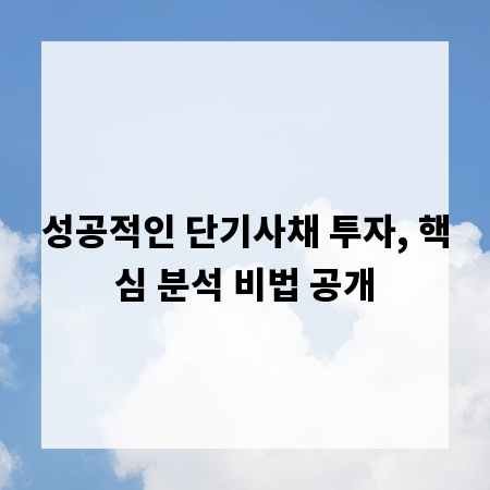 성공적인 단기사채 투자, 핵심 분석 비법 공개