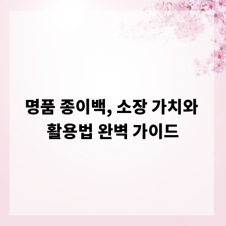 명품 종이백, 소장 가치와 활용법 완벽 가이드