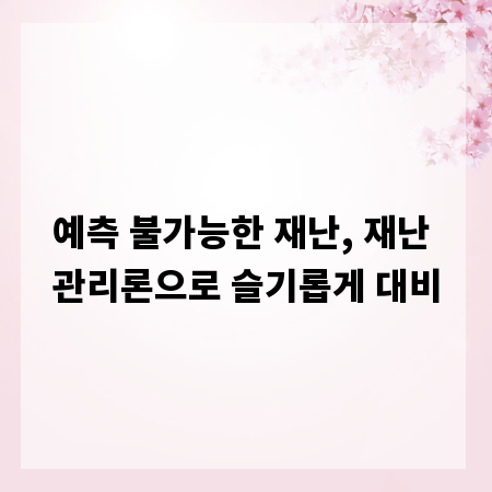 예측 불가능한 재난, 재난 관리론으로 슬기롭게 대비