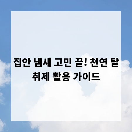 집안 냄새 고민 끝! 천연 탈취제 활용 가이드