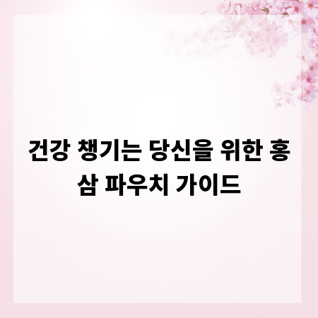 건강 챙기는 당신을 위한 홍삼 파우치 가이드