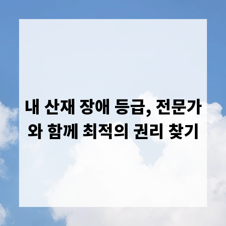 내 산재 장애 등급, 전문가와 함께 최적의 권리 찾기
