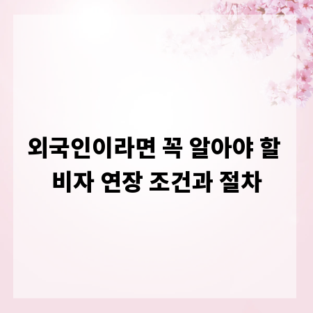 외국인이라면 꼭 알아야 할 비자 연장 조건과 절차
