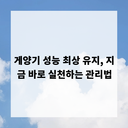 게양기 성능 최상 유지, 지금 바로 실천하는 관리법