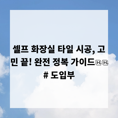 셀프 화장실 타일 시공, 고민 끝! 완전 정복 가이드

# 도입부
