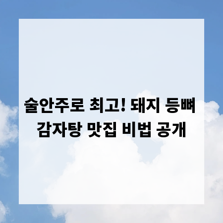 술안주로 최고! 돼지 등뼈 감자탕 맛집 비법 공개