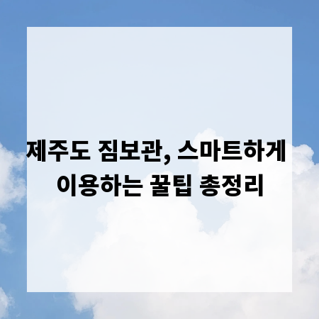 제주도 짐보관, 스마트하게 이용하는 꿀팁 총정리