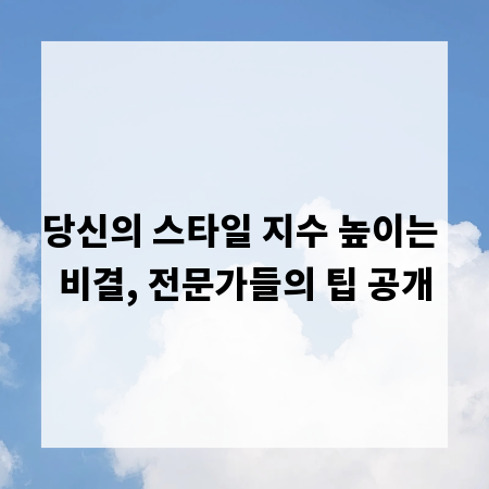 당신의 스타일 지수 높이는 비결, 전문가들의 팁 공개