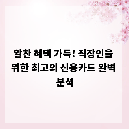 알찬 혜택 가득! 직장인을 위한 최고의 신용카드 완벽 분석