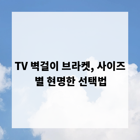TV 벽걸이 브라켓, 사이즈별 현명한 선택법