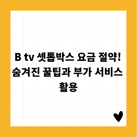 B tv 셋톱박스 요금 절약! 숨겨진 꿀팁과 부가 서비스 활용