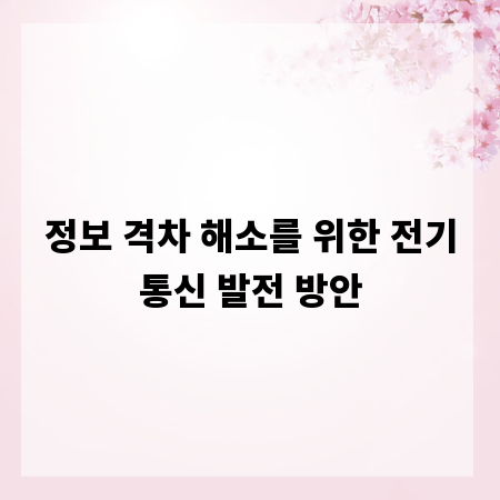 정보 격차 해소를 위한 전기통신 발전 방안