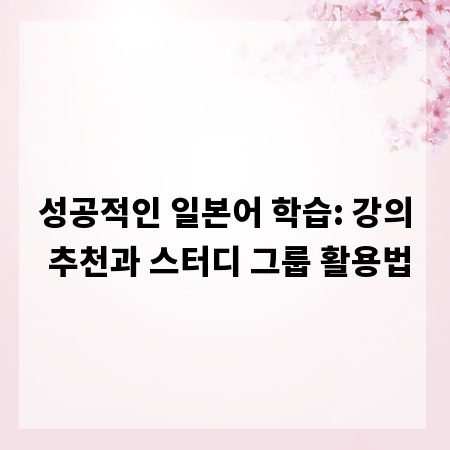 성공적인 일본어 학습: 강의 추천과 스터디 그룹 활용법