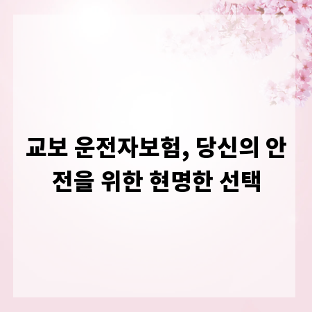 교보 운전자보험, 당신의 안전을 위한 현명한 선택