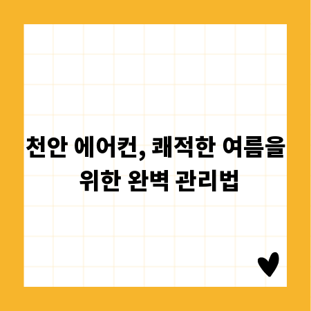 천안 에어컨, 쾌적한 여름을 위한 완벽 관리법