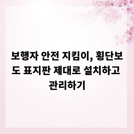 보행자 안전 지킴이, 횡단보도 표지판 제대로 설치하고 관리하기