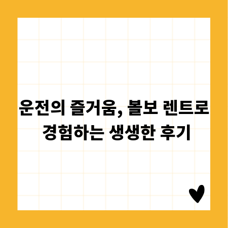 운전의 즐거움, 볼보 렌트로 경험하는 생생한 후기