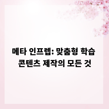 메타 인프렙: 맞춤형 학습 콘텐츠 제작의 모든 것