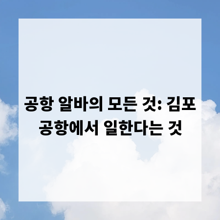 공항 알바의 모든 것: 김포공항에서 일한다는 것
