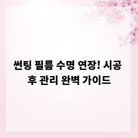 썬팅 필름 수명 연장! 시공 후 관리 완벽 가이드