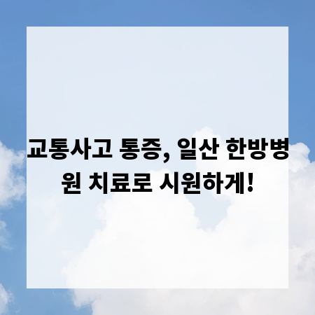 교통사고 통증, 일산 한방병원 치료로 시원하게!