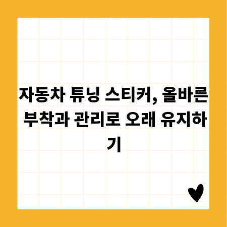 자동차 튜닝 스티커, 올바른 부착과 관리로 오래 유지하기