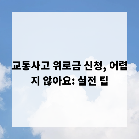 교통사고 위로금 신청, 어렵지 않아요: 실전 팁