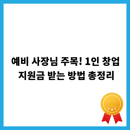 예비 사장님 주목! 1인 창업 지원금 받는 방법 총정리