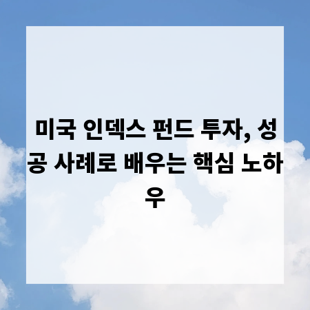 미국 인덱스 펀드 투자, 성공 사례로 배우는 핵심 노하우