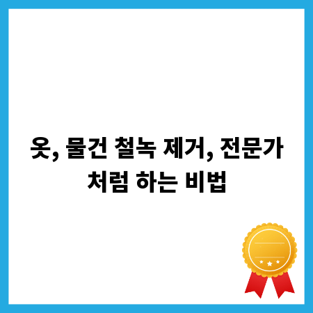 옷, 물건 철녹 제거, 전문가처럼 하는 비법