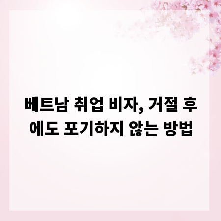 베트남 취업 비자, 거절 후에도 포기하지 않는 방법