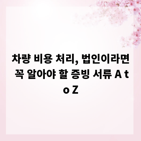 차량 비용 처리, 법인이라면 꼭 알아야 할 증빙 서류 A to Z