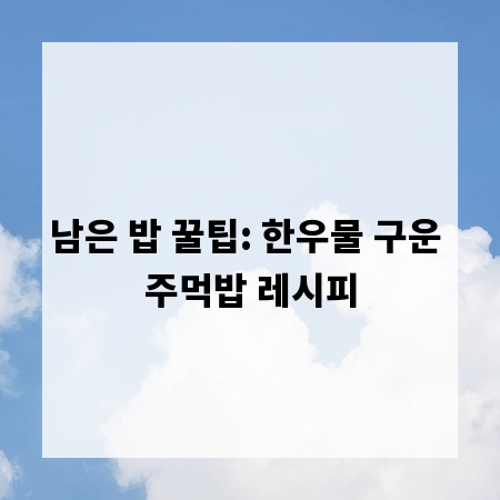남은 밥 꿀팁: 한우물 구운 주먹밥 레시피