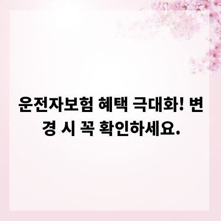 운전자보험 혜택 극대화! 변경 시 꼭 확인하세요.