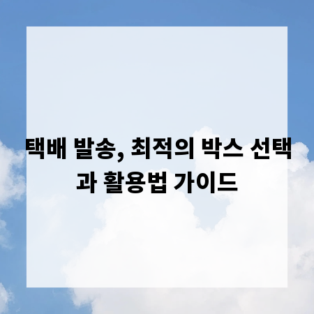 택배 발송, 최적의 박스 선택과 활용법 가이드