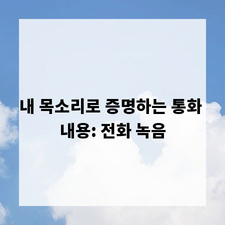 내 목소리로 증명하는 통화 내용: 전화 녹음