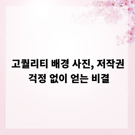 고퀄리티 배경 사진, 저작권 걱정 없이 얻는 비결