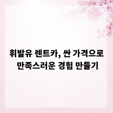 휘발유 렌트카, 싼 가격으로 만족스러운 경험 만들기