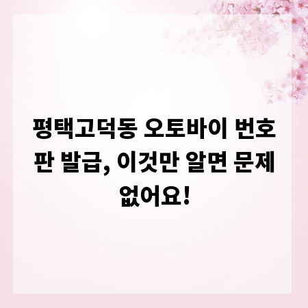 평택고덕동 오토바이 번호판 발급, 이것만 알면 문제없어요!