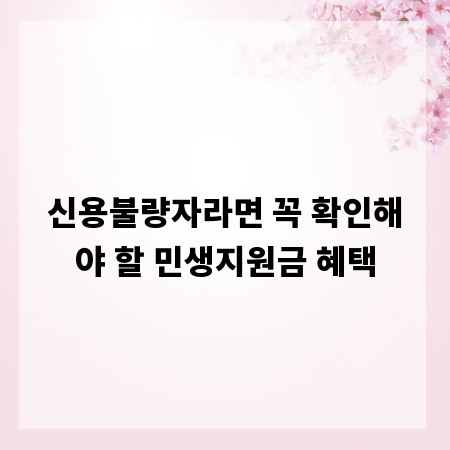 신용불량자라면 꼭 확인해야 할 민생지원금 혜택