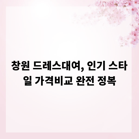 창원 드레스대여, 인기 스타일 가격비교 완전 정복