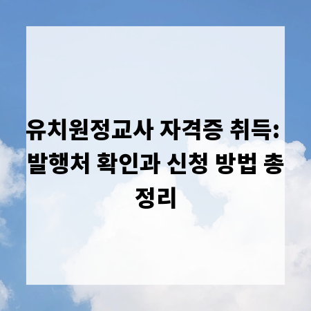 유치원정교사 자격증 취득: 발행처 확인과 신청 방법 총정리